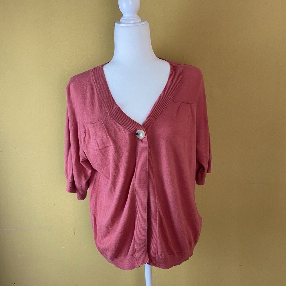 Kasper Dark Pink Lightweight Single Button Cardigan Open Front Sweater